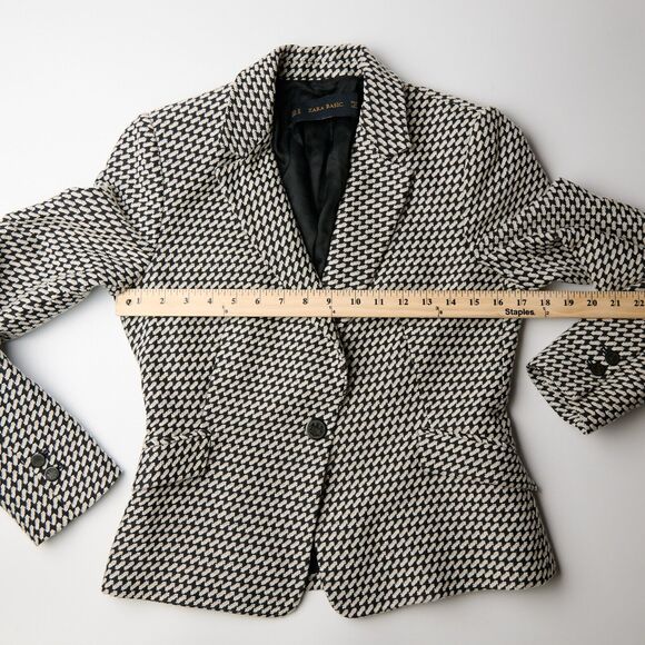 Zara Basic Blazer Women's M Structured Houndstooth Corpcore Workwear Minimalist - Picture 5 of 10